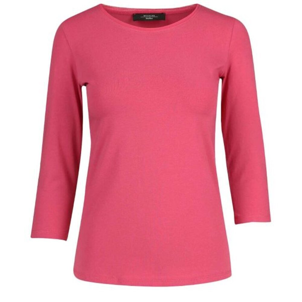 Weekend Max Mara Cotton Boatneck Long Sleeve Shirt Pink Large
